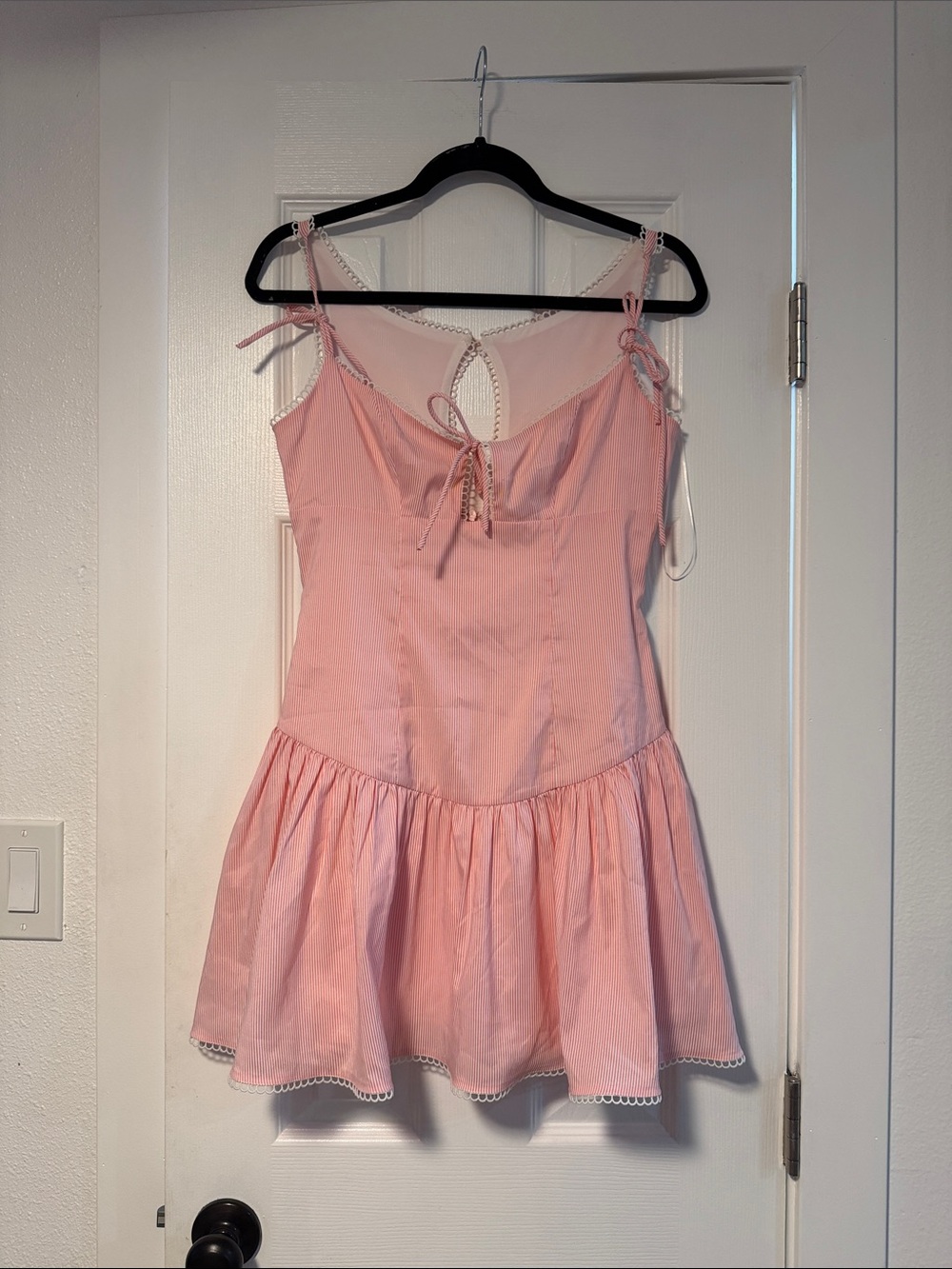 Pink Tie-Shoulder Mini Dress